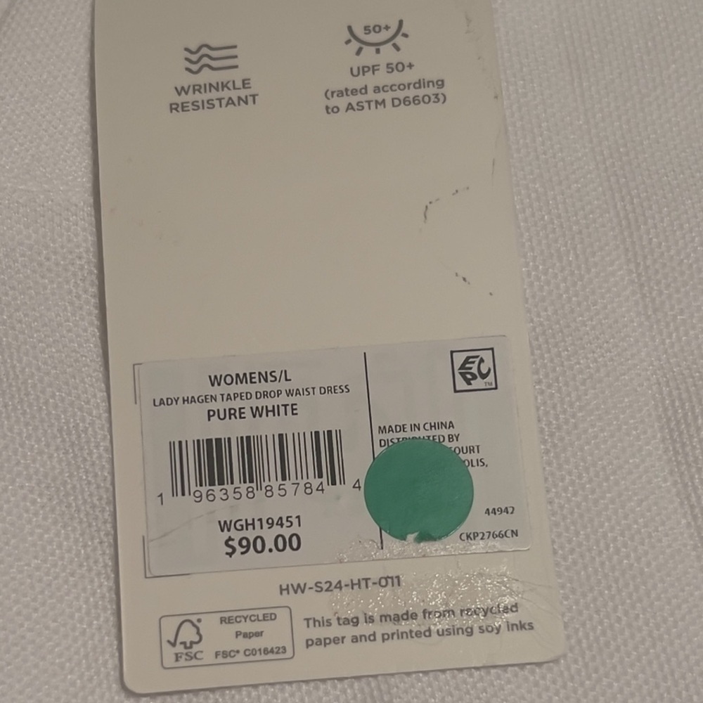 NWT Walter Hagen Women's Taped Drop Waist Golf Dress White Size L MSRP $90 (G1) - Picture 6 of 6